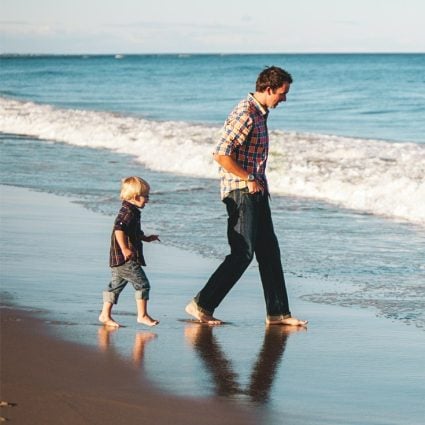 Father and son at the beach